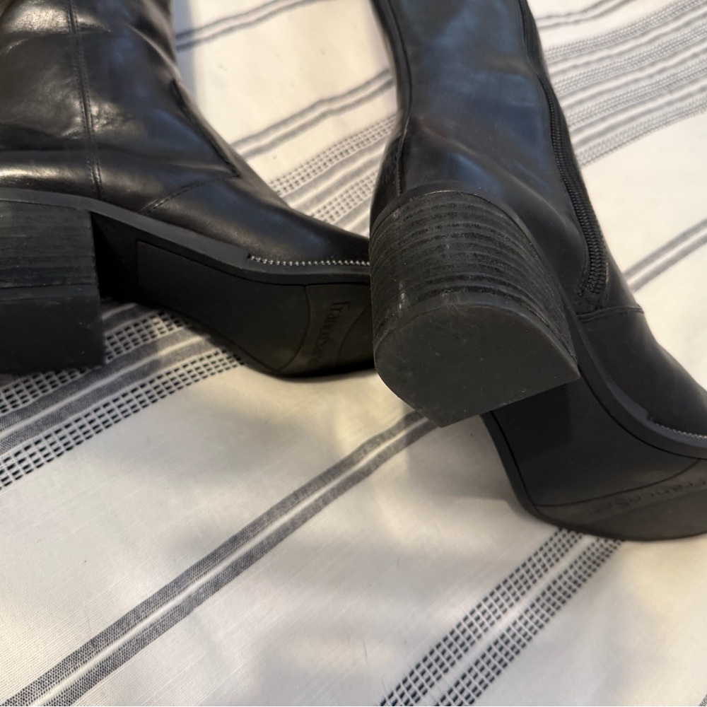 Franco Sarto Black Leather Heeled Boots - Picture 5 of 5